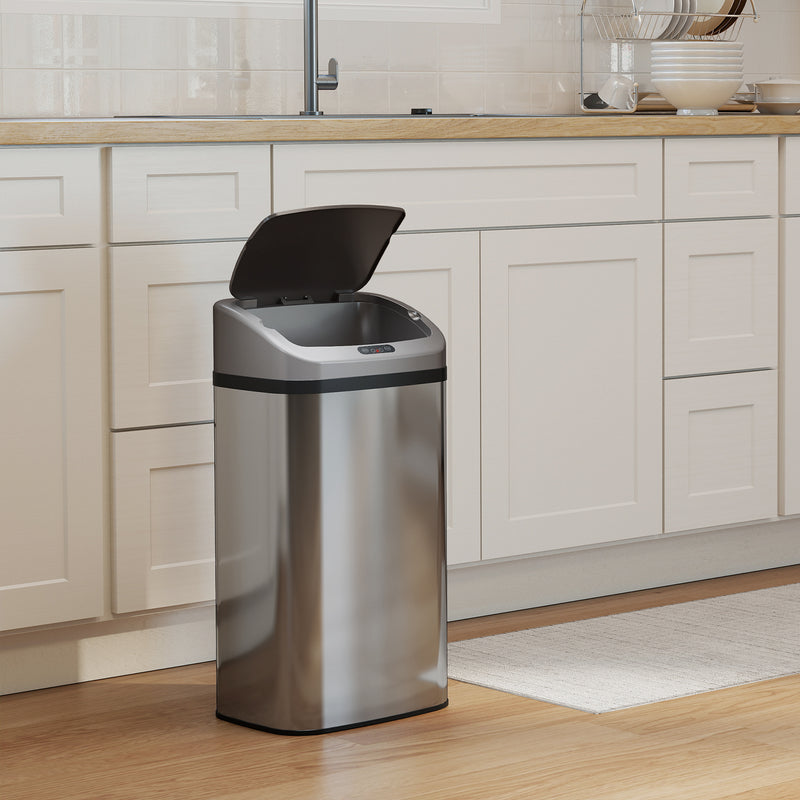 HOMCOM 48L Sensor Bin, Stainless Steel Kitchen Bin with Automatic Close