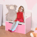 HOMCOM Kids Two-In-One Storage Box and Seat-  White & Pink