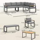 Outsunny 9 Seater Outdoor Corner Sofa Set with Wide and Deep Seats