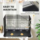 PawHut Bird Cage with Divider, 4 Wooden Perches, Slide Out Tray, Black