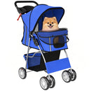 PawHut Pet Stroller Carrier Foldable Deluxe Walk Travel Dog, Blue