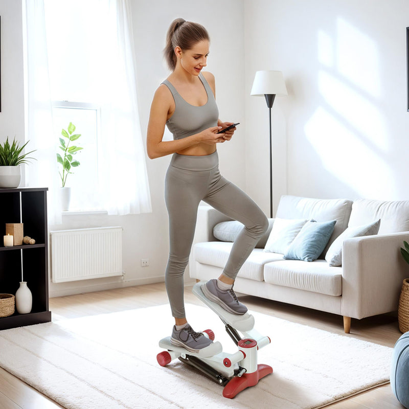 SPORTNOW Mini Stepper Machine with LCD Monitor and Non-Slip Pedals