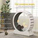 PawHut Cat Treadmill, 39.4 Inch Wooden Cat Running Wheel With Brake - White/Natural Wood Finish