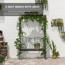 Outsunny Garden Bench, Metal Garden Loveseat with Arch for Climbing Plants