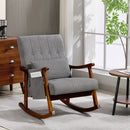 HOMCOM Modern High Back Rocking Chair With Solid Wood Legs, Grey