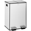 HOMCOM Dual Kitchen Bin Pedal Bin for Recycling and Waste, Silver Tone