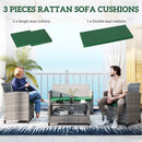 Outsunny 3PCs Rattan Garden Seat Cushions Pads for Patio Furniture Green