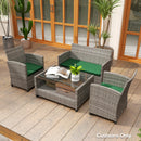 Outsunny 3PCs Rattan Garden Seat Cushions Pads for Patio Furniture Green