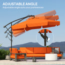 Outsunny 2.7m Garden Cantilever Banana Parasol Sun Shade W/ Crank, Orange