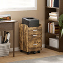 HOMCOM Mobile Filing Cabinet, Lockable File Cabinet, Rustic Brown