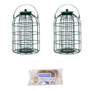 Samuel Alexander Metal Hanging Bird Fat Ball Feeder with Squirrel Guard & Pack of 6 Suet Fat Balls