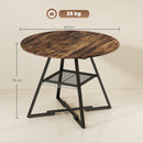 HOMCOM Round Dining Table For 4, 100 Cm Kitchen Table W/ Shelf, Rustic Brown