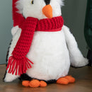 22cm Soft Cuddly Puppa Penguin Christmas Decoration with Santa Hat