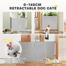 PawHut Retractable Stair Gate, Dog Gate Extends Up To Wide, Grey