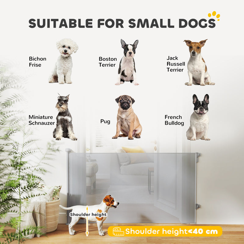PawHut Retractable Stair Gate, Dog Gate Extends Up To Wide, Grey