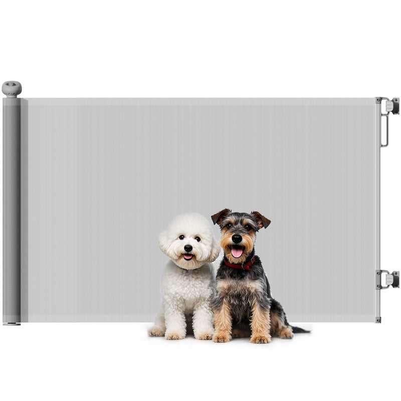 PawHut Retractable Stair Gate, Dog Gate Extends Up To Wide, Grey