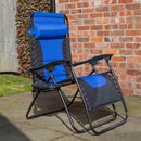 Luxury Padded Multi Position Zero Gravity Garden Relaxer Chair Lounger In Blue & Black
