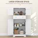 HOMCOM Kitchen Cupboard Kitchen Cabinet With Drawer And Adjustable Shelf White