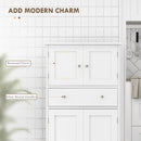 HOMCOM Kitchen Cupboard Kitchen Cabinet With Drawer And Adjustable Shelf White