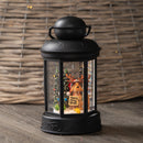 18cm Battery Operated LED Christmas Glitter Water Spinner Black Lantern Dog & Tree Scene