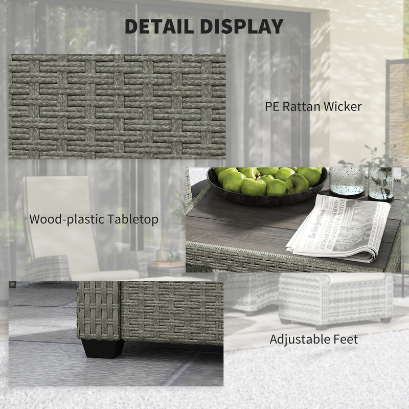 Outsunny 5 PCs Rattan Garden Furniture Set with Reclining Chairs, Grey