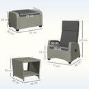 Outsunny 5 PCs Rattan Garden Furniture Set with Reclining Chairs, Grey