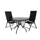 Outdoor 2 Person Round Glass Top Garden Dining Table Chairs Set
