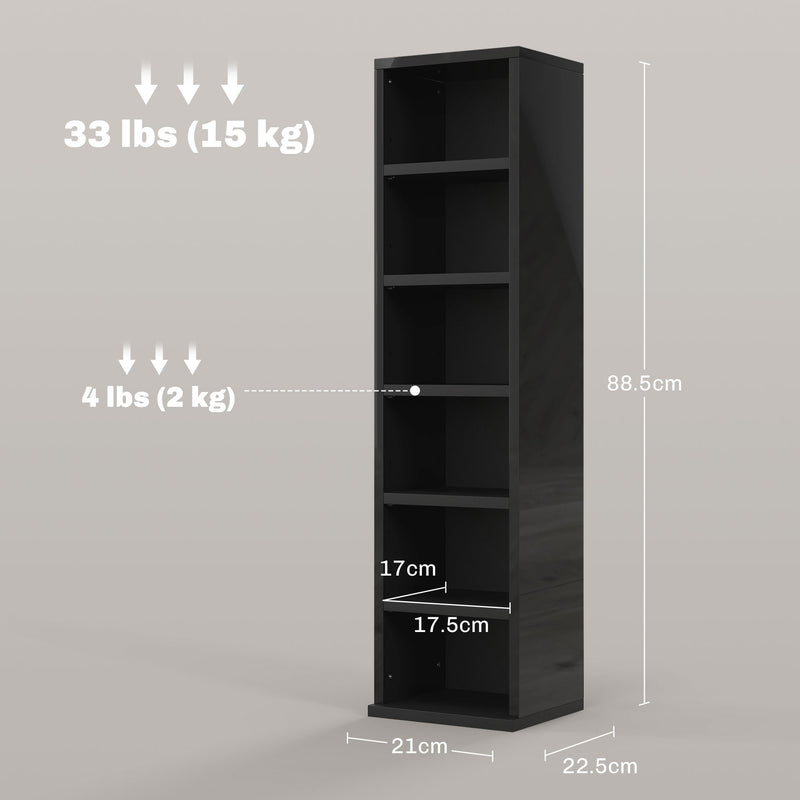 HOMCOM Set Of 2 CD Storage Units With Adjustable Shelves, High Gloss White, Grey And Black
