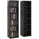 HOMCOM Set Of 2 CD Storage Units With Adjustable Shelves, High Gloss White, Grey And Black