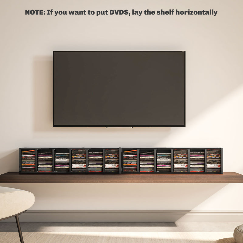 HOMCOM Set Of 2 CD Storage Units With Adjustable Shelves, High Gloss White, Grey And Black