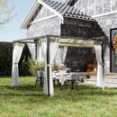 Outsunny Pergola with Retractable Roof and Netting - Khaki