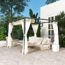 Outsunny Pergola with Retractable Roof and Netting - Khaki