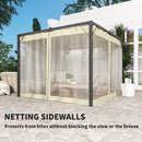 Outsunny Pergola with Retractable Roof and Netting - Khaki