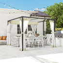 Outsunny Pergola with Retractable Roof and Netting - Khaki