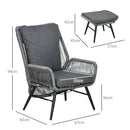 Outsunny Garden Rattan Leisure Chair Set with Adjustable Backrest, Grey