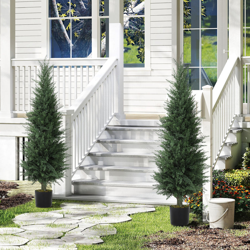 HOMCOM Set Of 2 Decorative Artificial Plant, Fake Plants For Home Decor