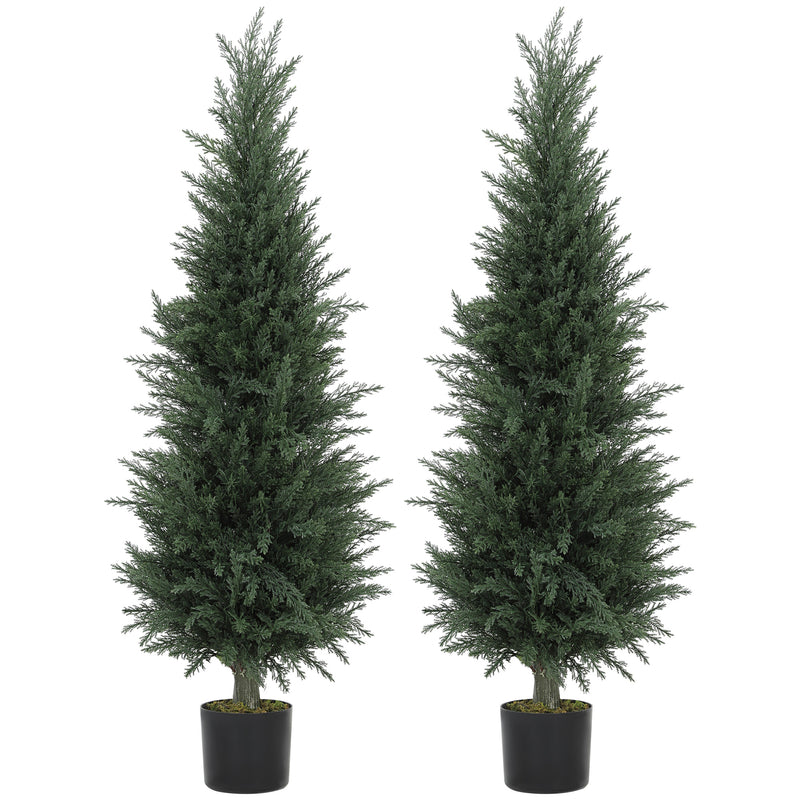 HOMCOM Set Of 2 Decorative Artificial Plant, Fake Plants For Home Decor
