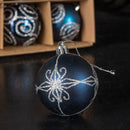 Set of 9 Shatterproof Deluxe Glitter Christmas Tree Baubles in Midnight Blue