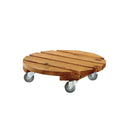 40cm Heavy Duty Traditional Wooden Plant Stand Trolley on Metal Castor Wheels