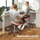 HOMCOM Saddle Chair, Rolling Salon Stool for Massage Spa, Pink