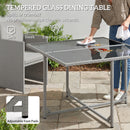 Outsunny 8 Seater Cube Rattan Garden Dining Set with Cushions, Light Grey