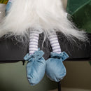 53cm Blue Sitting Christmas Gonk Decoration with Knitted Hat and Dangly Legs