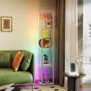 HOMCOM RGB LED Floor Lamp with Shelves and Remote Control for Bedroom