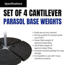 Samuel Alexander 70kg 4 PCS Cantilever Parasol Base Weights Set Water or Sand Heavy Duty Parasol Weights for Banana and Hanging Garden Furniture Patio Decking Canopy Outdoor Large Garden Parasol Weigh