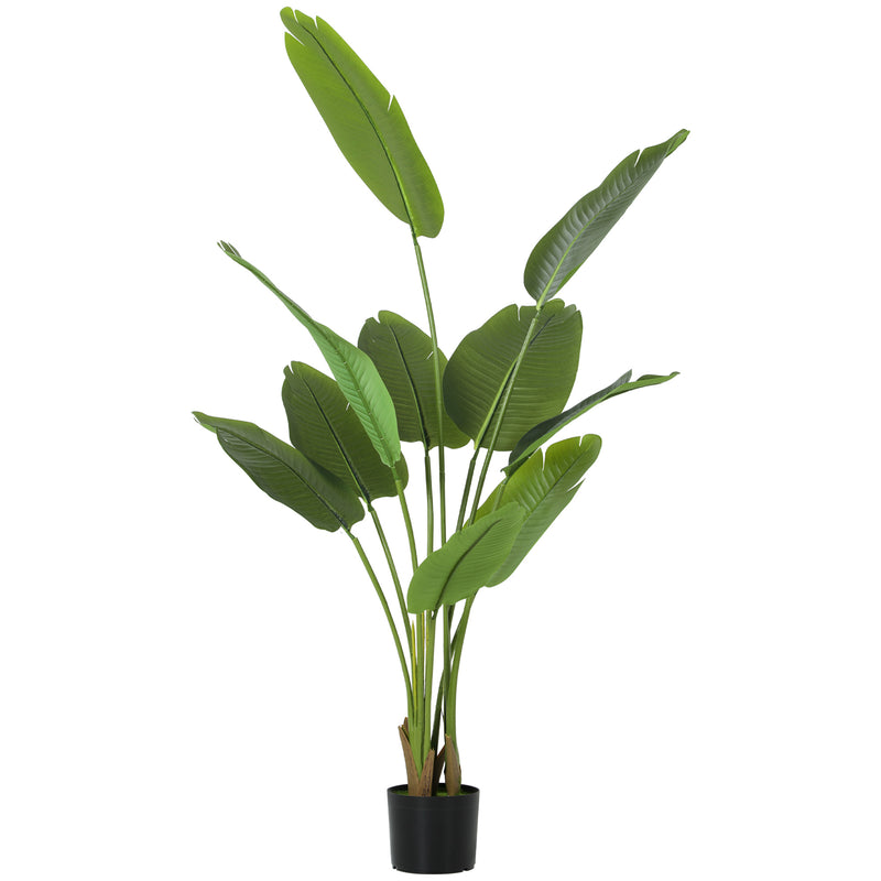 HOMCOM Artificial Bird of Paradise Plant with Flocking in Pot, Green