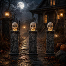 90cm x 1.2m Battery Powered Light Up Halloween Skull Fence with LEDs
