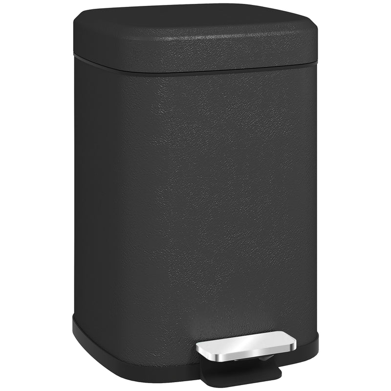 HOMCOM 12L Kitchen Pedal Bin, Metal Rubbish Bin with Soft-close Lid