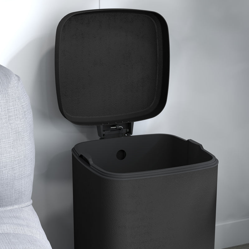 HOMCOM 12L Kitchen Pedal Bin, Metal Rubbish Bin with Soft-close Lid