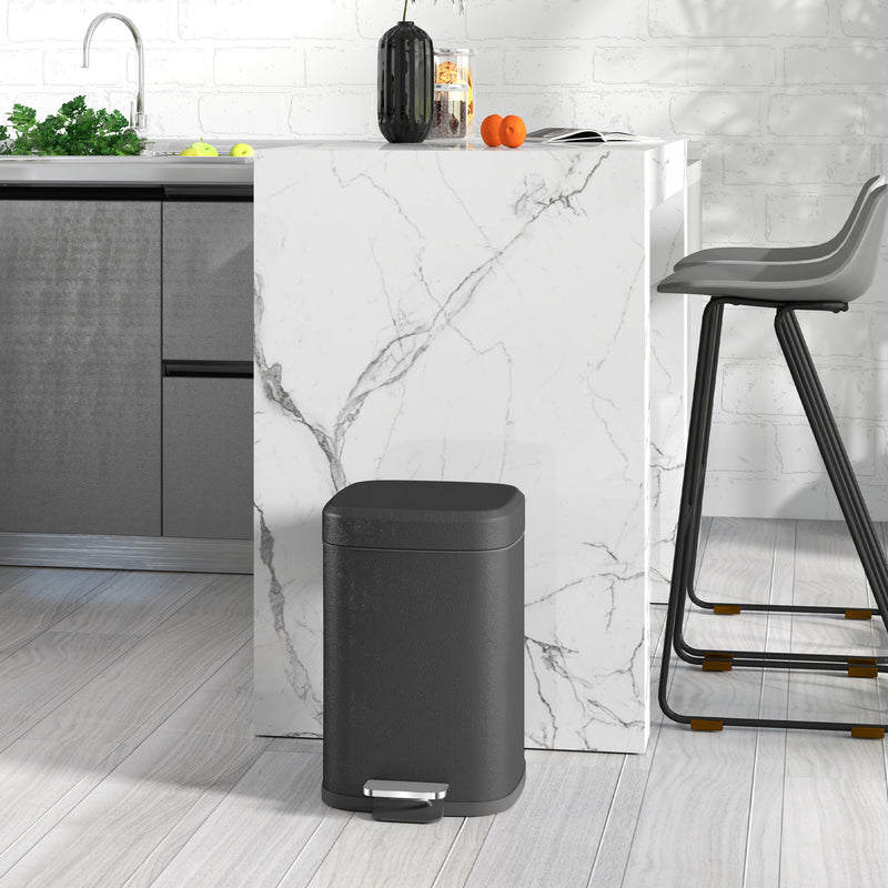 HOMCOM 12L Kitchen Pedal Bin, Metal Rubbish Bin with Soft-close Lid