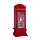26cm Dual Powered Light up Red Telephone Box Christmas Water Spinner with Santa Scene